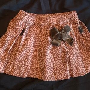 Leopard Print Kids Skirt with Bow